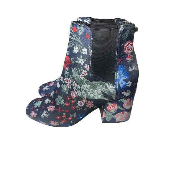 Indigo Rd Women's Sz 7M Embroidered Floral Tapestry Ankle Boot Block Heel - Picture 1 of 7